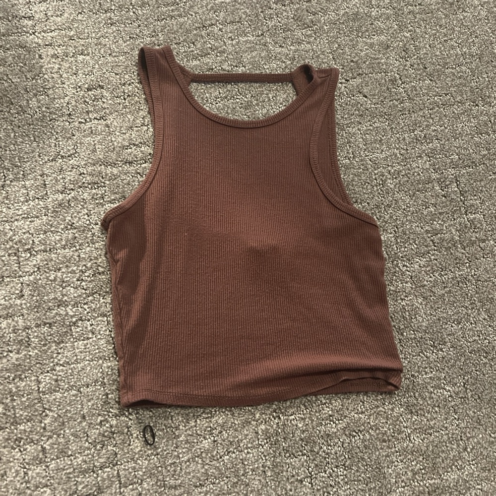Chocolate Brown Ribbed Tank Top - Picture 2 of 3